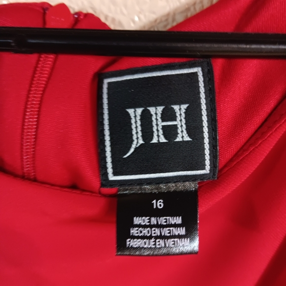 JH Knee-Length 3/4 Sleeve Red  Dress Size16 Retail $79 - Picture 4 of 11